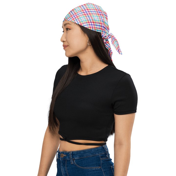 Purple, Pink, and Blue Plaid Bandana product image (1)