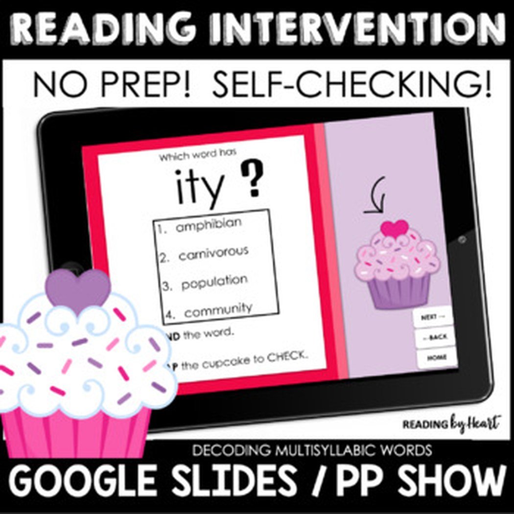 Multisyllabic Word Practice: 100 Self-Checking Slides, Party Theme (Grades 4-8) product image (1)