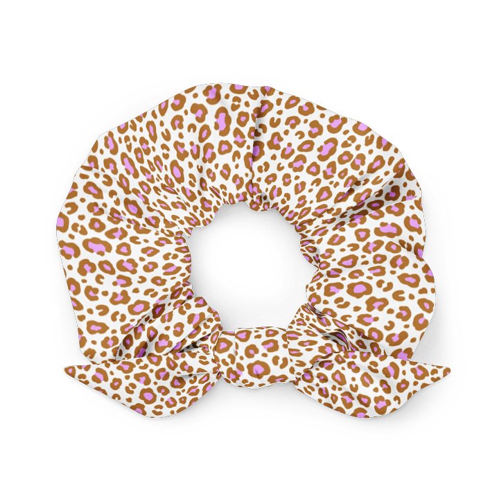 Leopard Print Scrunchie with Pink Accents | Sustainable Hair Accessory product image (1)