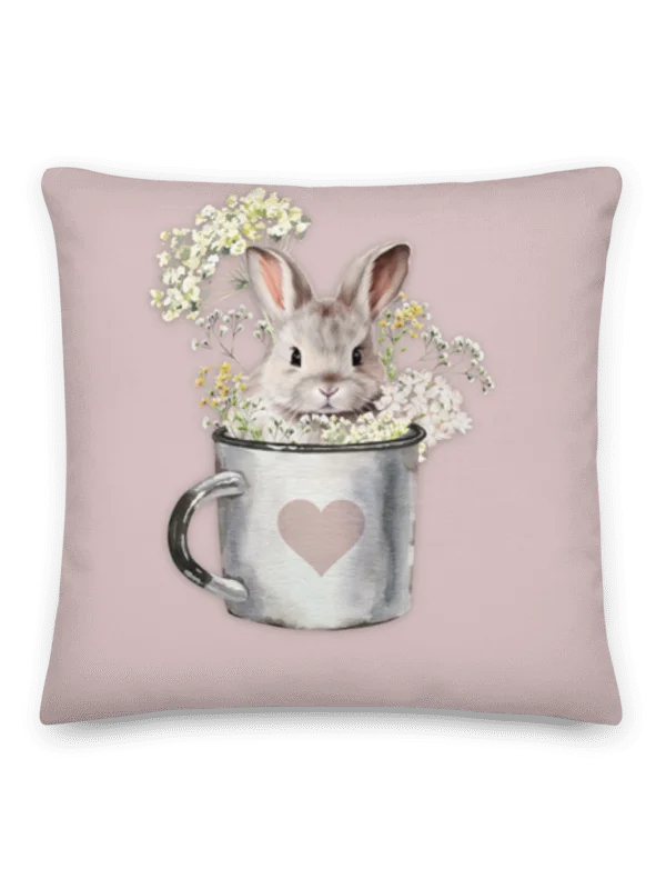 Bunny in A Mug - Blush Rose Pillow product image (1)