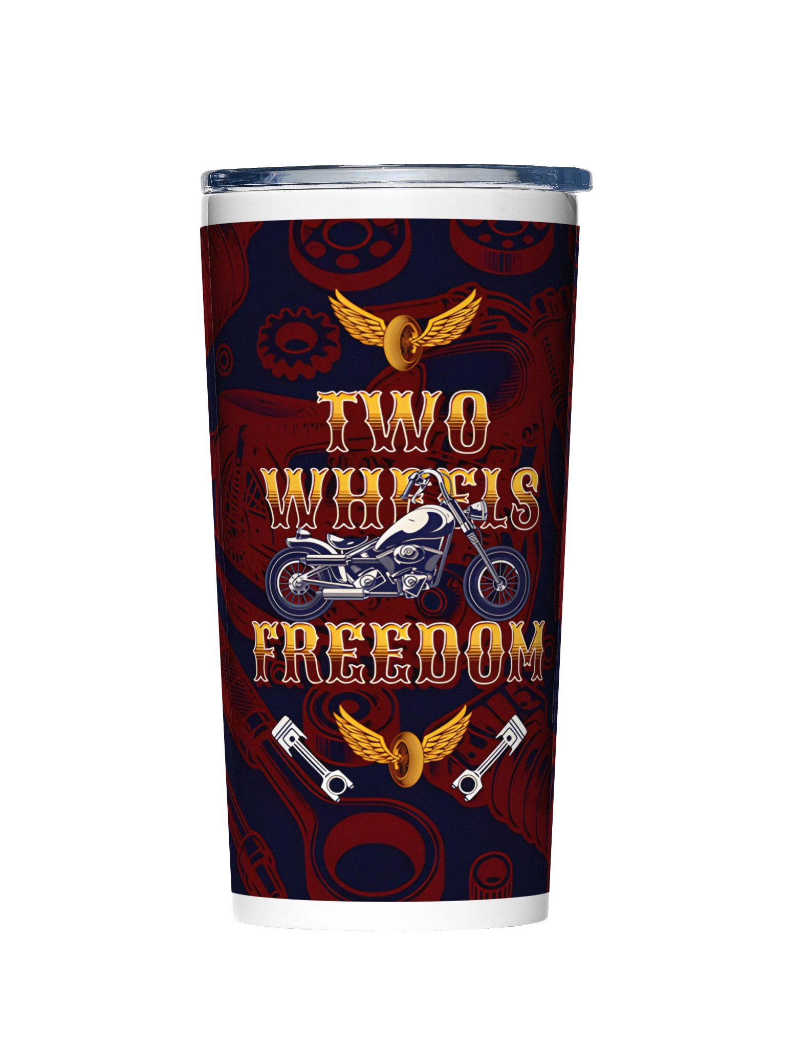 20oz Stainless Steel Tumbler with Lid - Two Wheels Freedom Vintage Motorcycle Design, Double-Wall Vacuum Insulated Biker Travel Cup by BoldPixel product image (3)