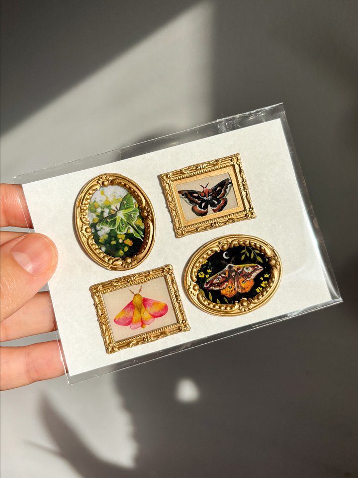 Moth Mini Handmade Sticker Gallery Sheet- Pack of 4 product image (1)