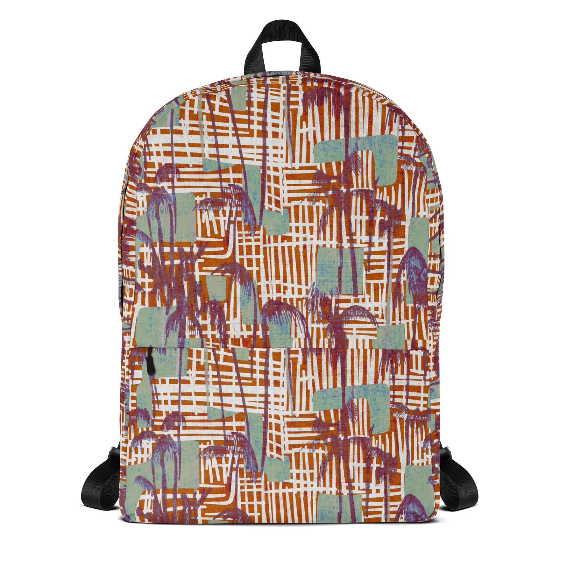 Tropical Palm Grid Laptop Backpack w/ Front Pocket product image (1)