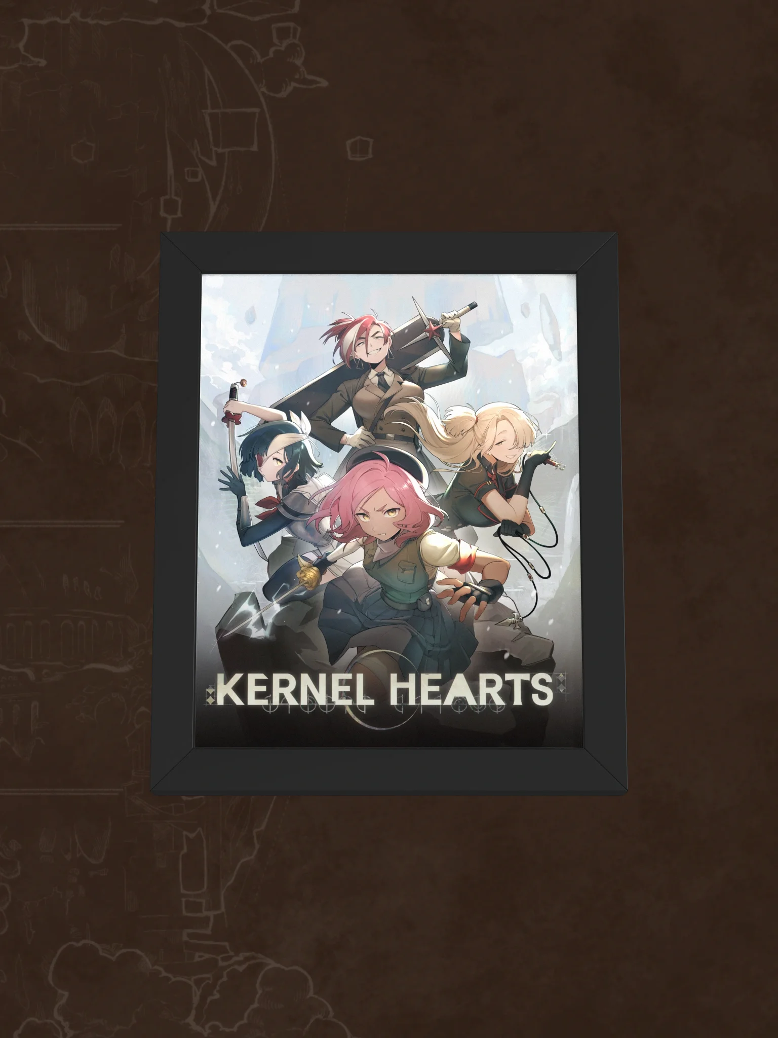 Framed Kernel Hearts Key art print product image (1)
