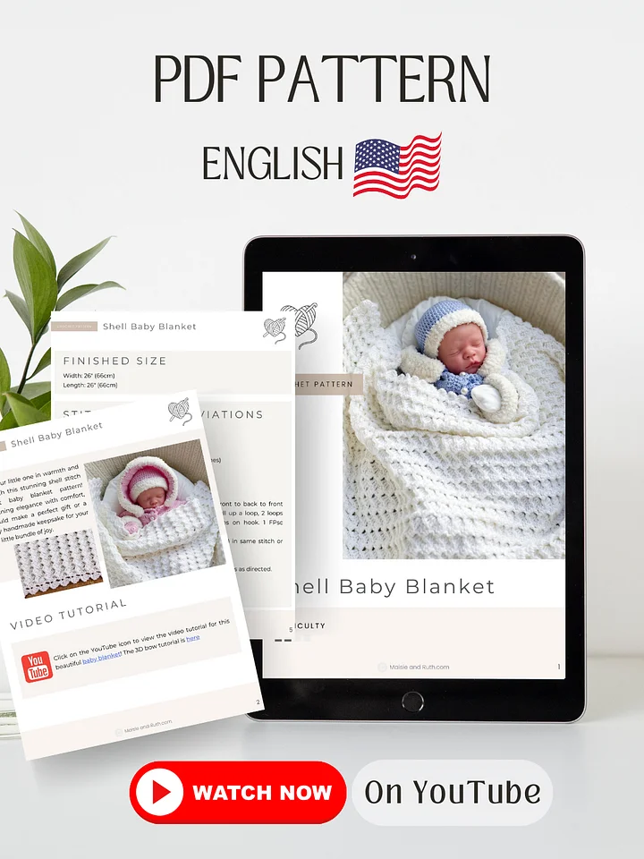 Shell Stitch Baby Blanket Crochet Pattern product image (2)