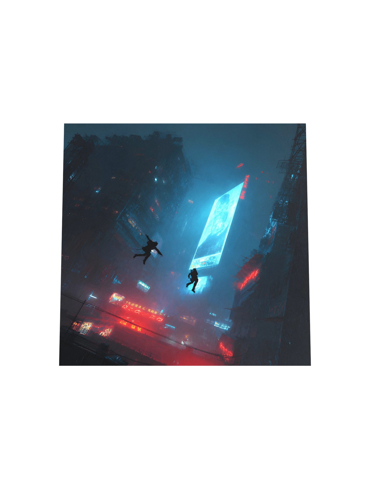 Cyberpunk City Poster 10x10 | Neon Rainy Night Wall Art | Futuristic Dystopian Sci-Fi Gamer Decor product image (6)