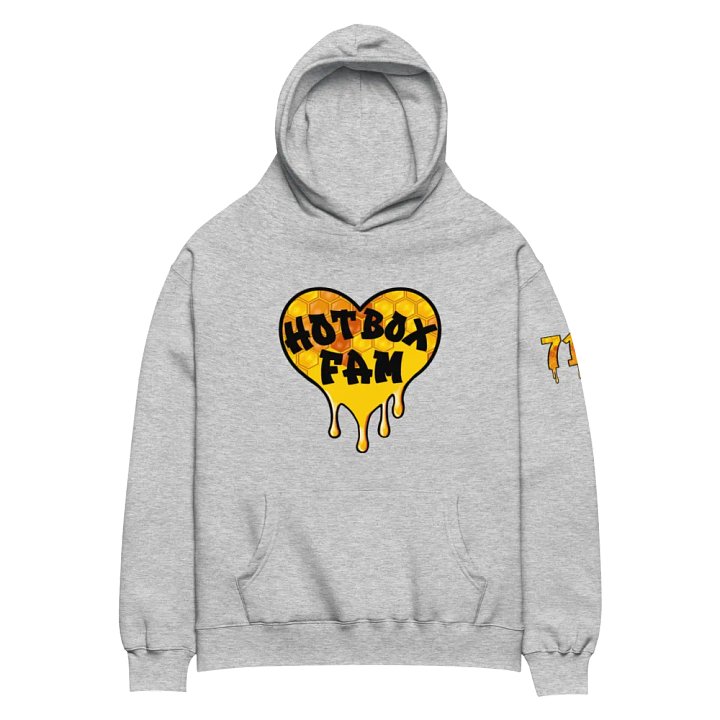 UNISEX HOT BOX FAM GOLD LOGO WITH JFLOW 710 EMOTE ON SLEEVE HOODIE product image (32)