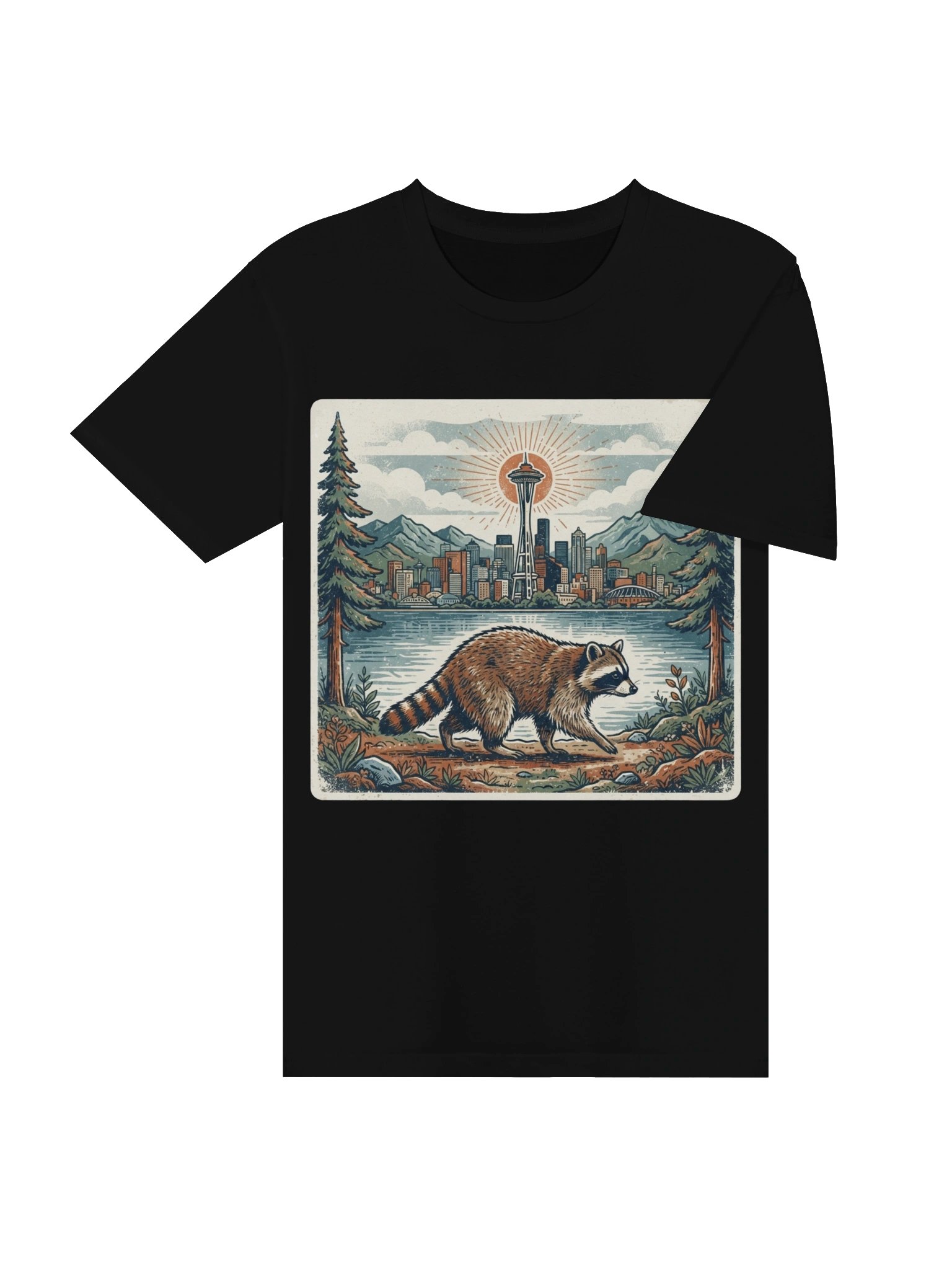 Vintage Raccoon Seattle Graphic T-Shirt product image (5)