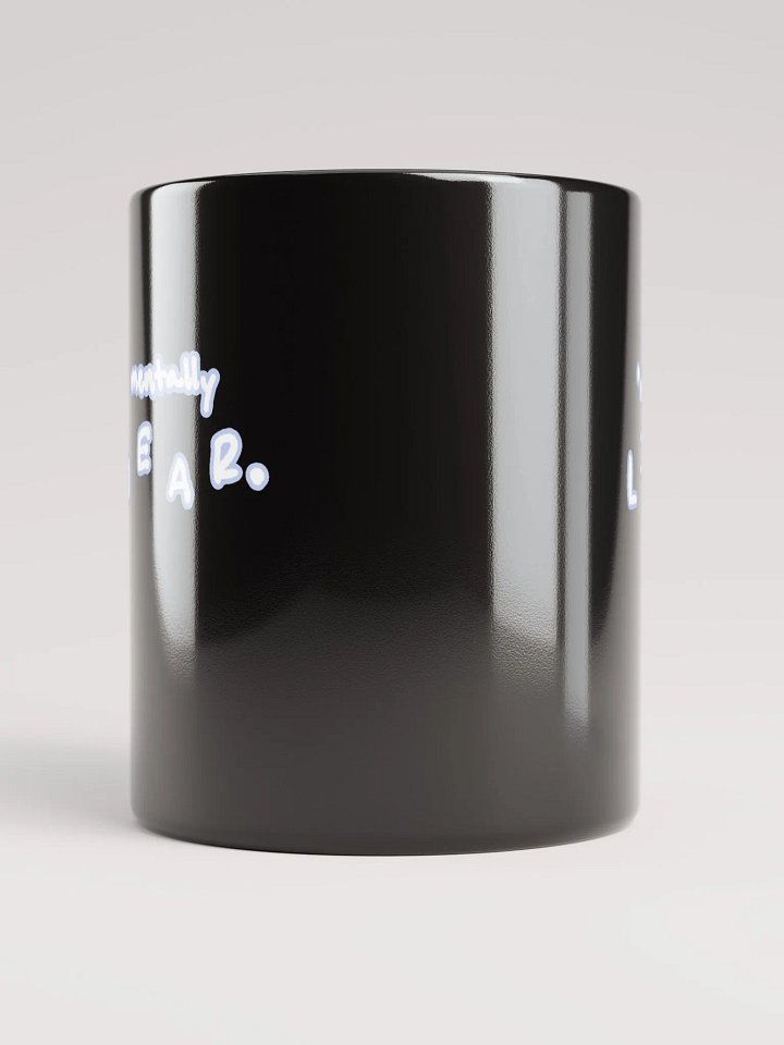 *not* mentally linear (lined design, #BDCAEF) glossy black mug product image (3)