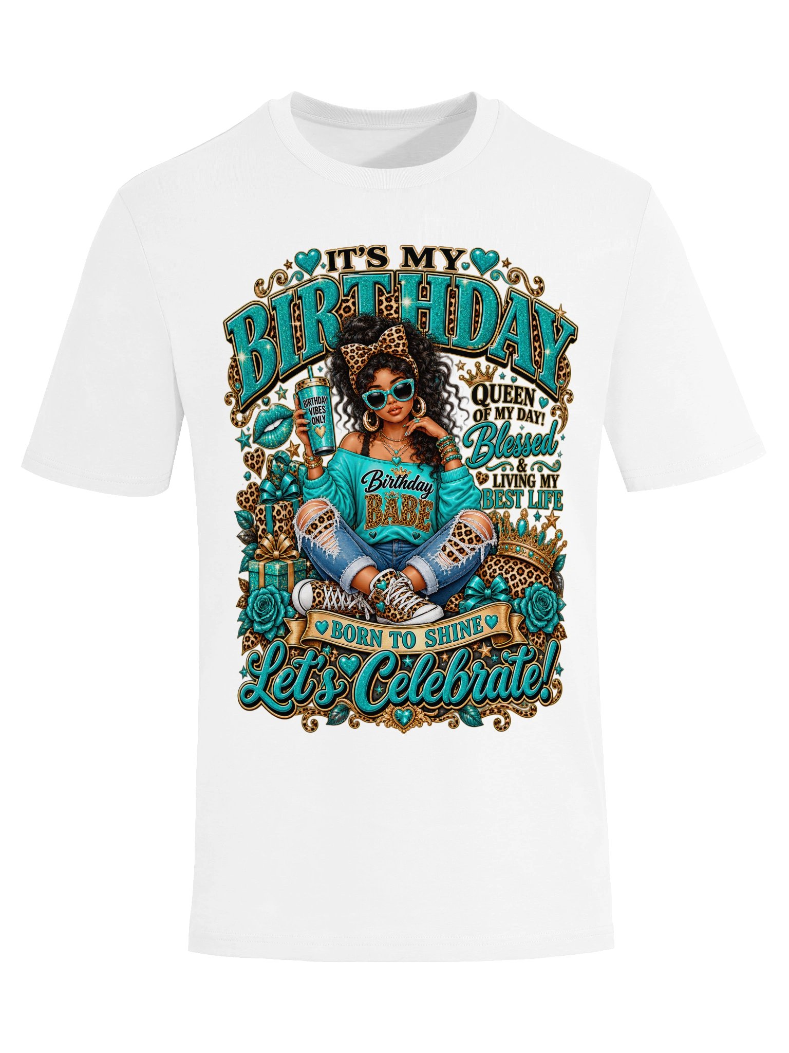 It's My Birthday Queen Of My Day Blessed & Living My Best Life T-Shirt, Birthday Queen Gift, Birthday Celebration Graphic Tee product image (33)