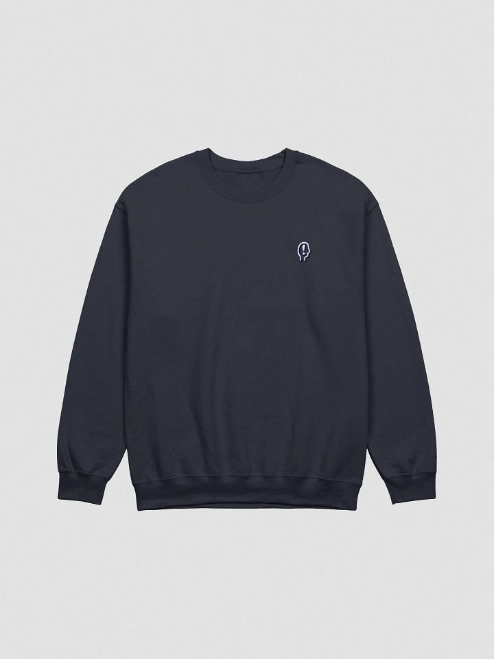 EXCLAIMING MENTALLY (L.C. navy and white design) embroidered crewneck product image (1)