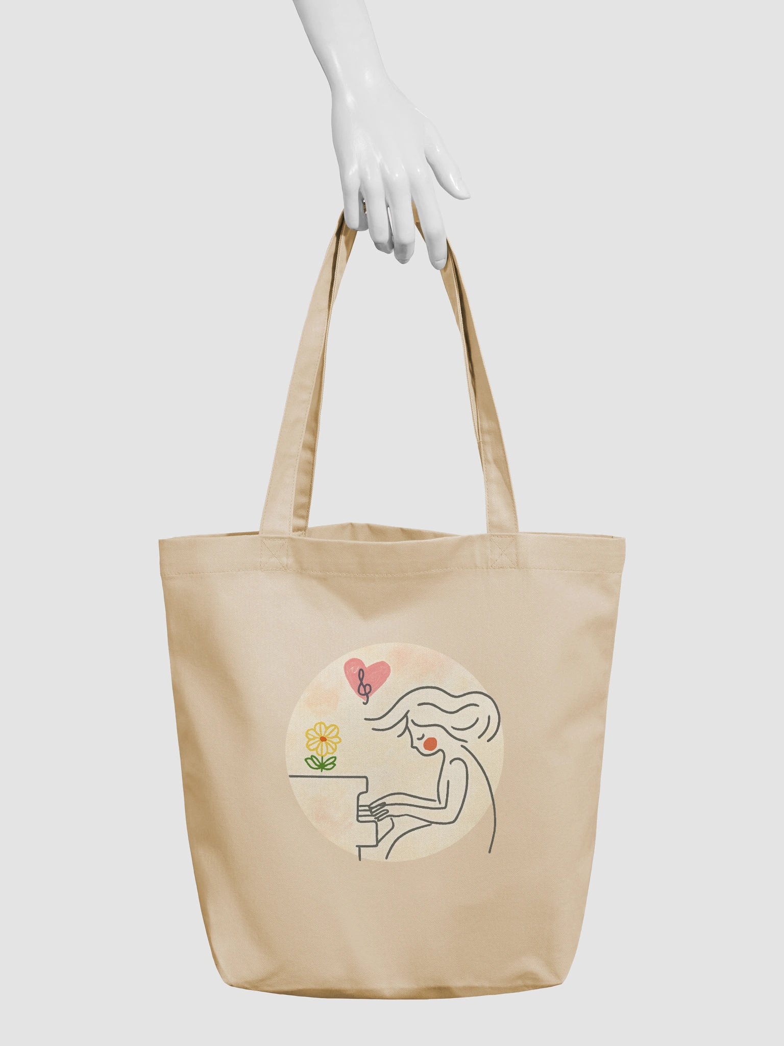 Harmony Tote: Eco-Friendly Musical Heart Tote Bag product image (3)