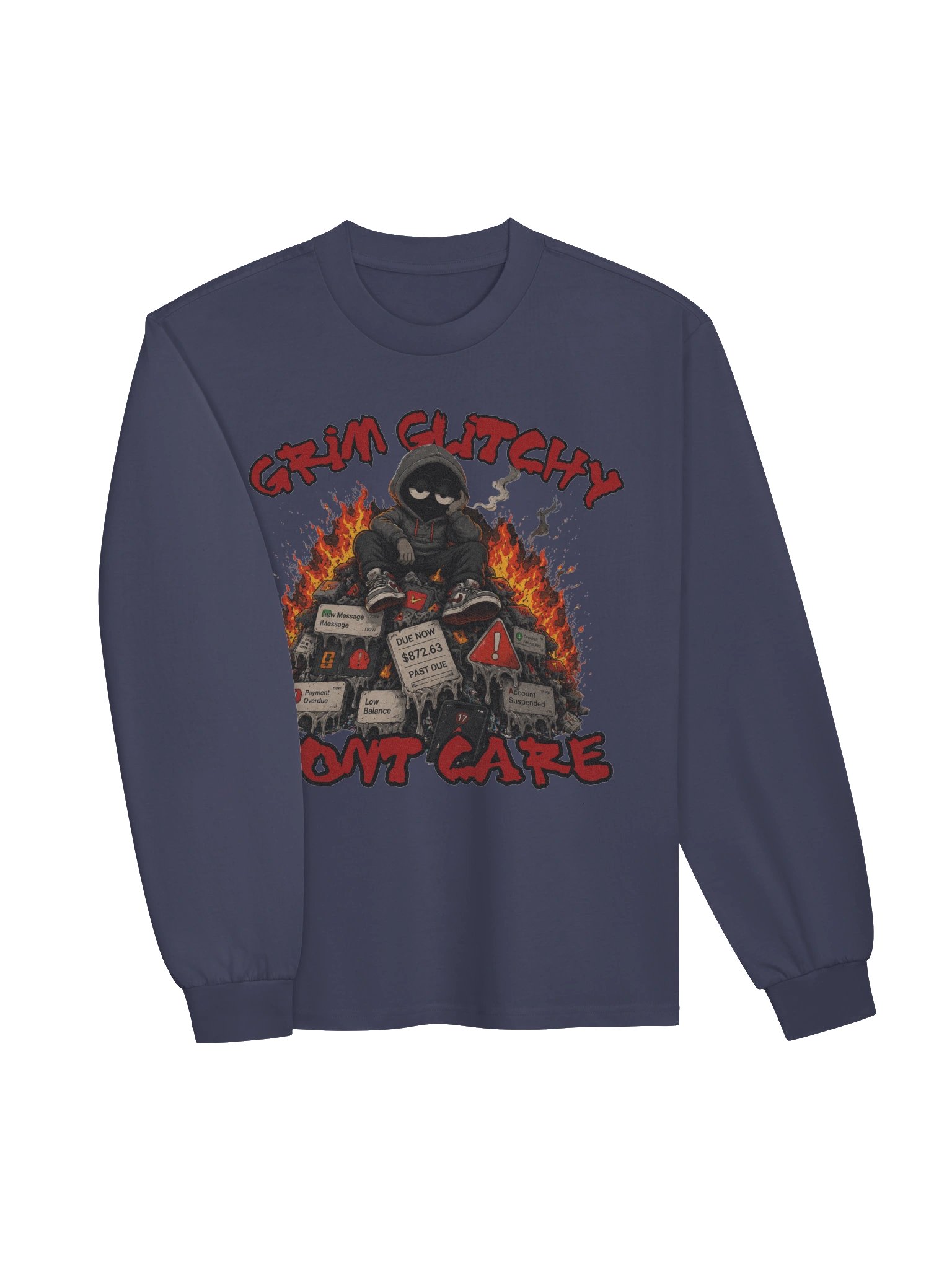 Grim Glitchy Dont Care Long Sleeve product image (3)