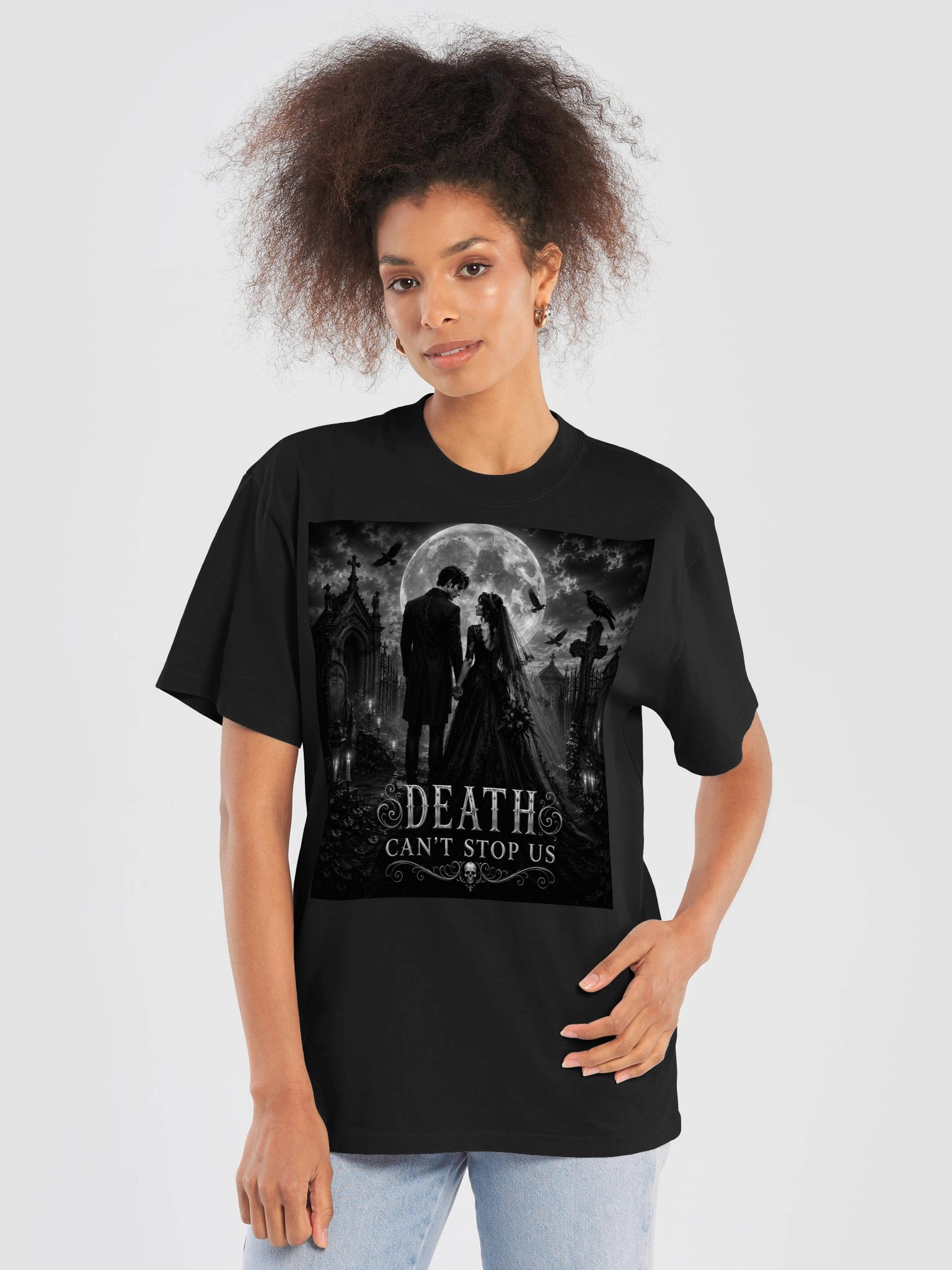 Death Can't Stop Us Gothic Wedding T-Shirt | Gothic Bride Bachelorette Party Bridal Shower Gift product image (6)