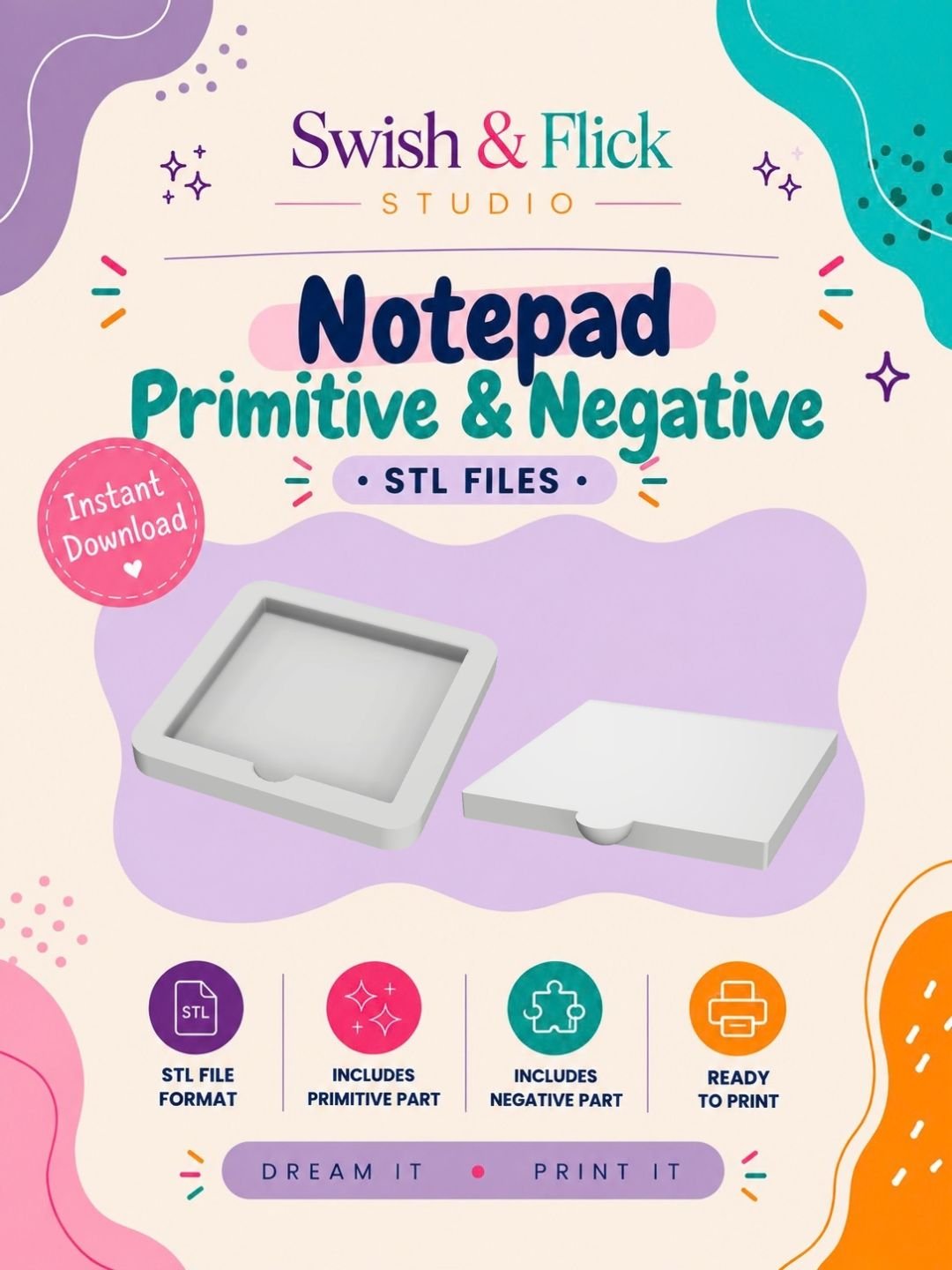 Notepad Primitive & Negative Parts – STL Files product image (1)