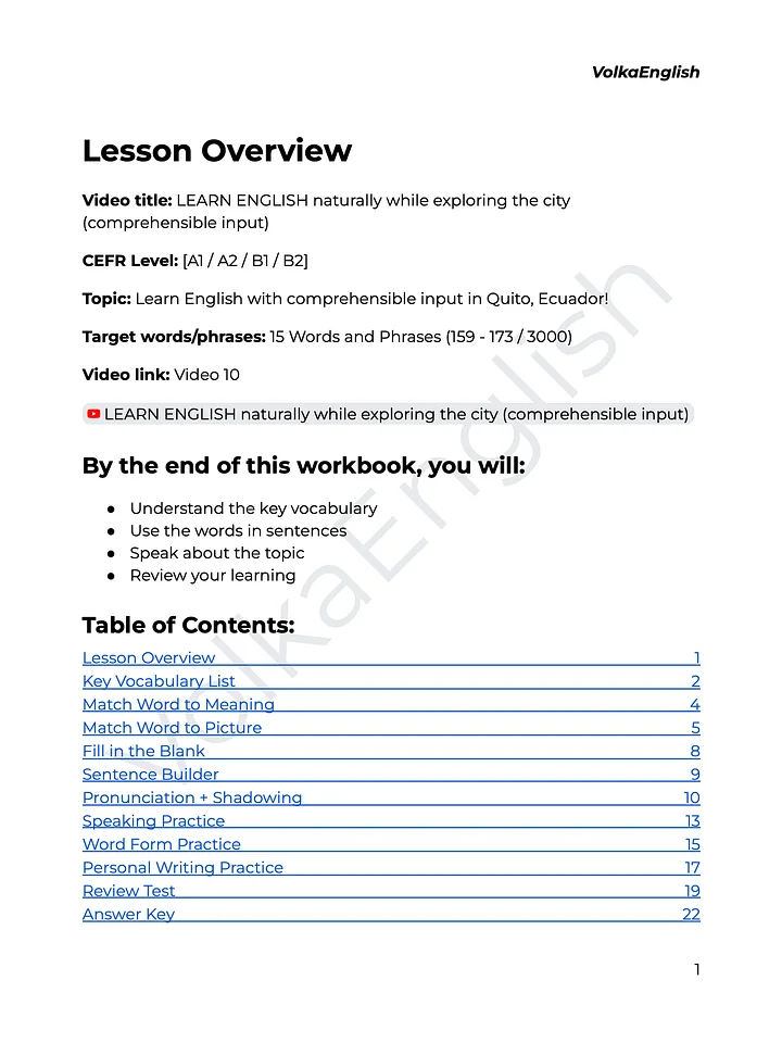 LEARN ENGLISH naturally while exploring the city (comprehensible input) - Video 10 Study Pack product image (2)