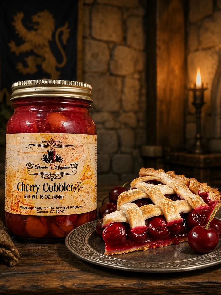 The Armored Kingdom Premium Cherry Cobbler-Pie in a Jar-16 OZ-Premium Ingredients-Homemade Taste product image (1)