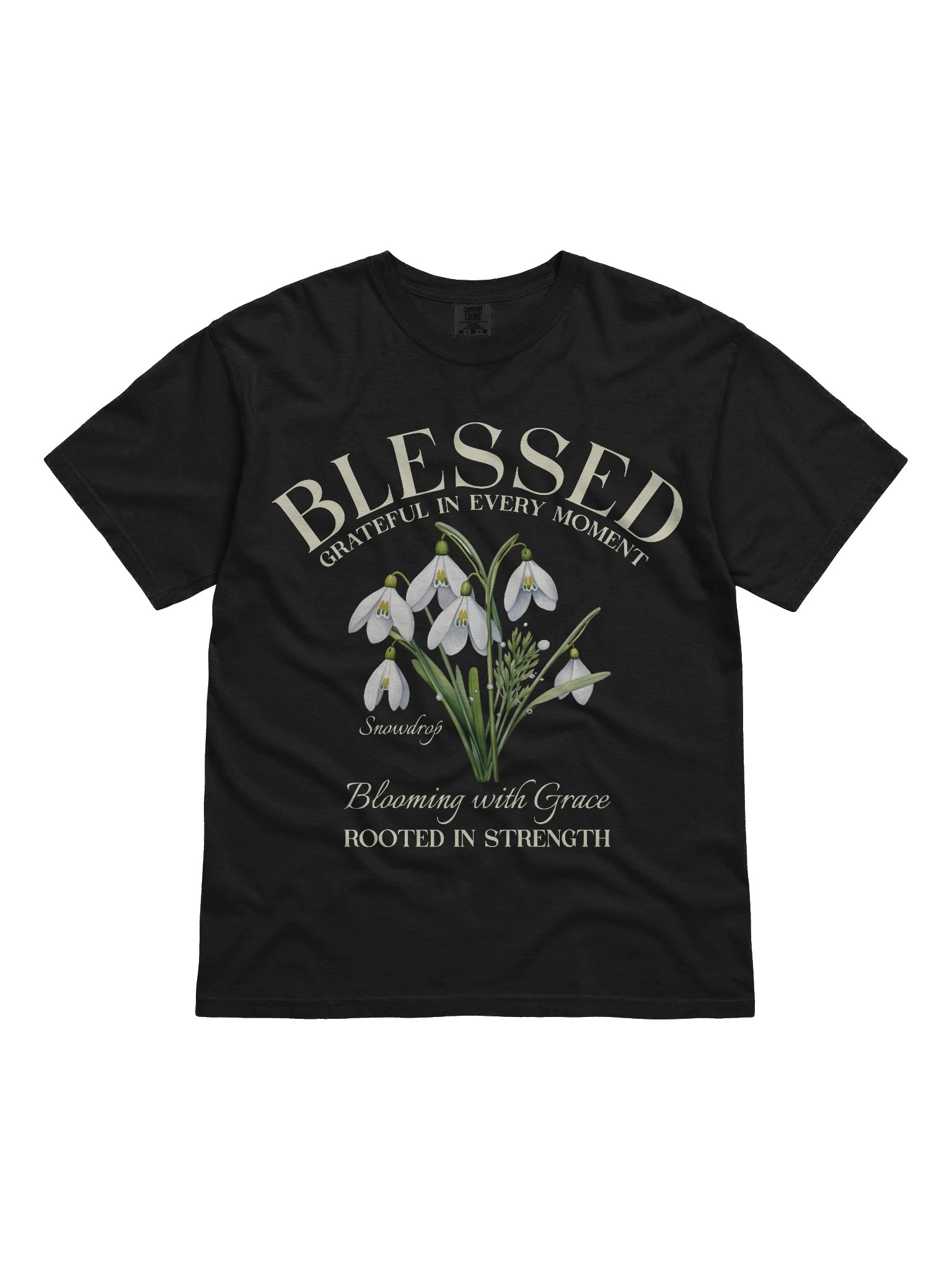 January Blessed Snowdrop Flower Shirt – Blooming with Grace, Rooted in Strength Graphic Tee product image (4)