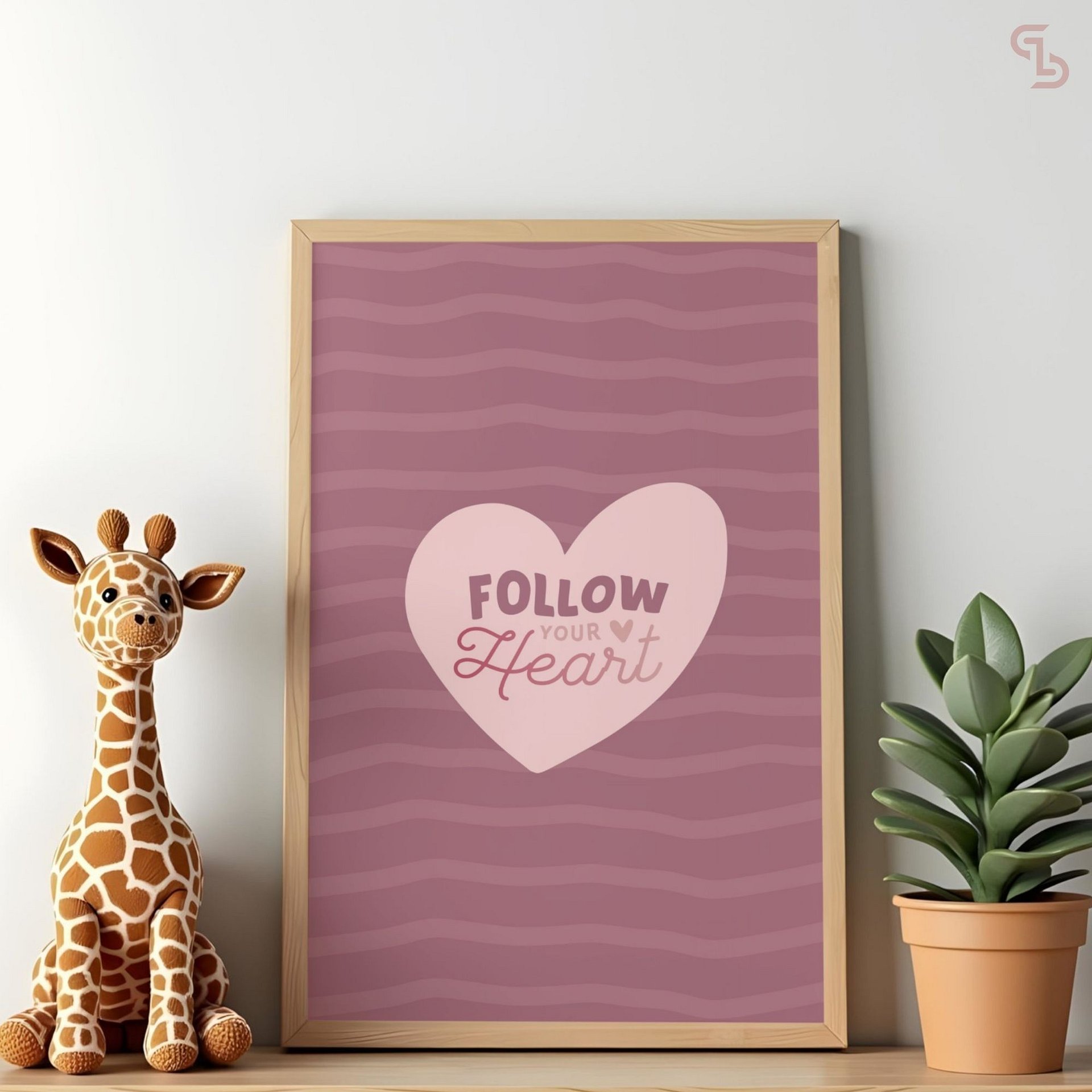 FOLLOW YOUR HEART Pink Digital Wall Art Printable, Wall Art For Living Room, Bathroom Wall Art, Modern Wall Art product image (5)