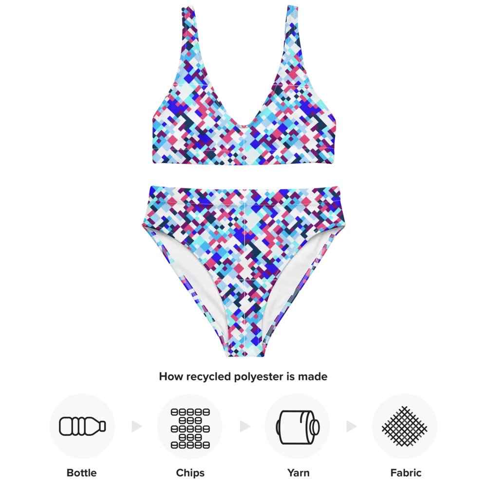 Colorful Mosaic Pattern Design High Waisted Bikini - v1 product image (4)