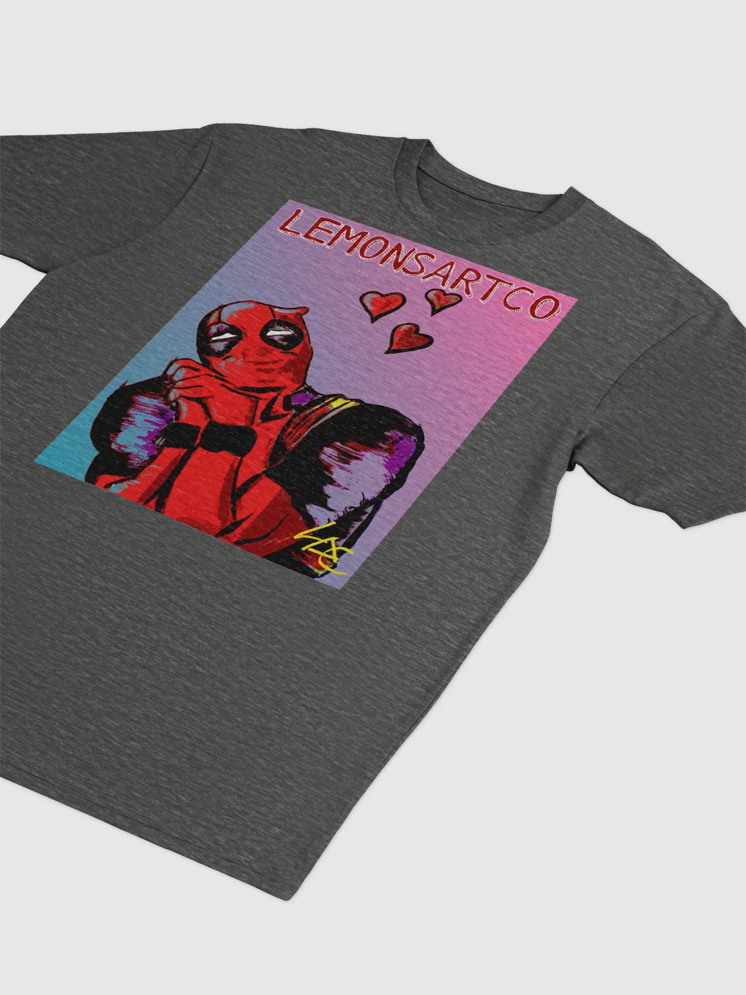 Deadpool Hearts Blue2Pink T-Shirt Men's Tee product image (3)