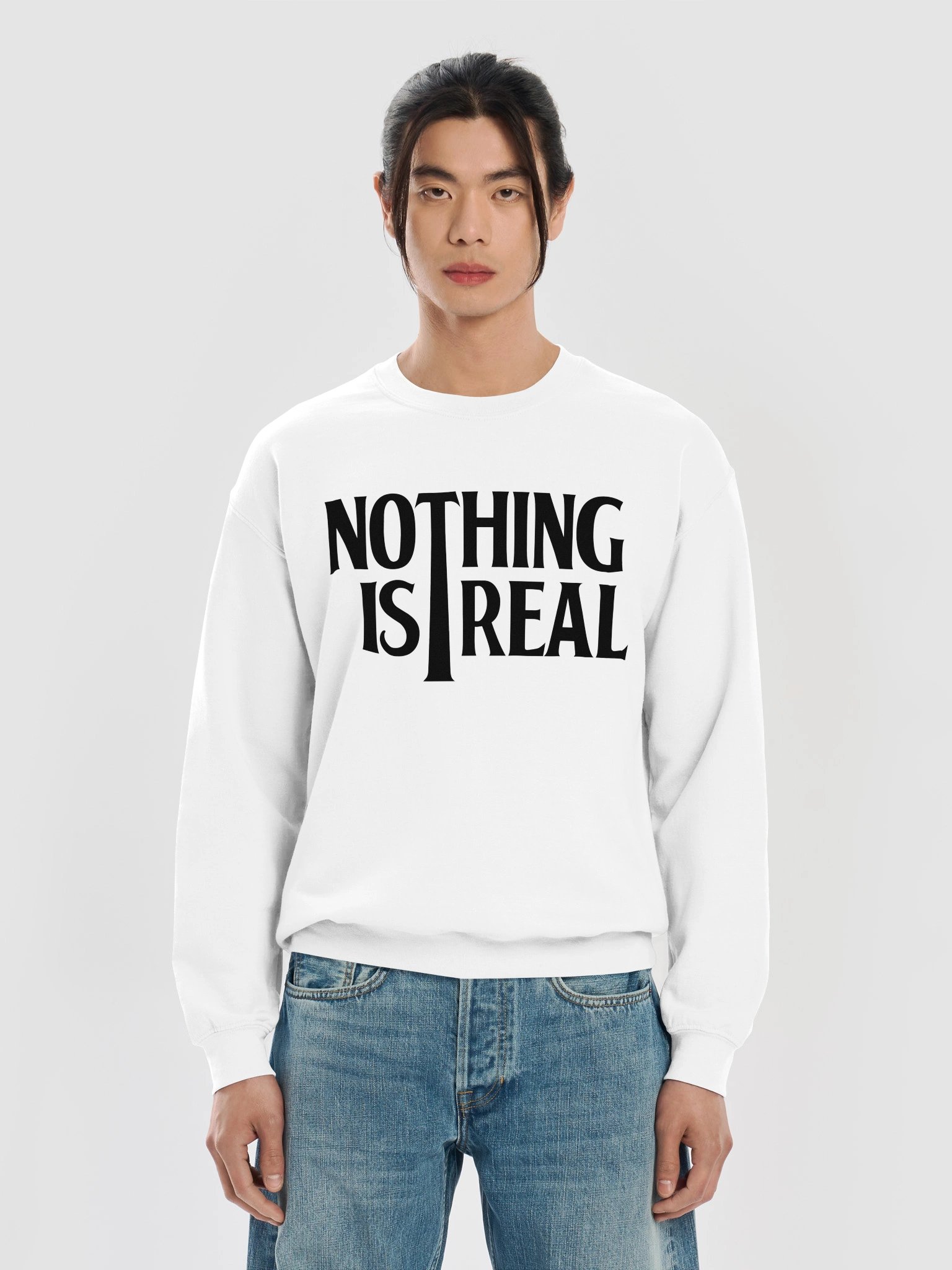 Nothing is Real (White Print) Crewneck Sweatshirt product image (45)