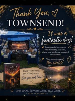 TOWNSEND!!! WOW! You guys were so wonderful and I am so happy I got to meet you all today! I am forever grateful for your support and I hope you enjoy your adventure Beyond the Gate! and a special thank you to my daughter for going with me and being my sidekick today. and my sweet husband for coming up after work to help us out with packing up! #easttennessee #tennessee #vacationraces #booktok #readersoftiktok 