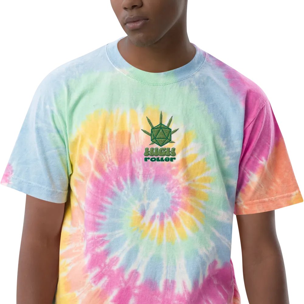 High Roller TTRPG Embroidered Tie-Dye Tee product image (4)