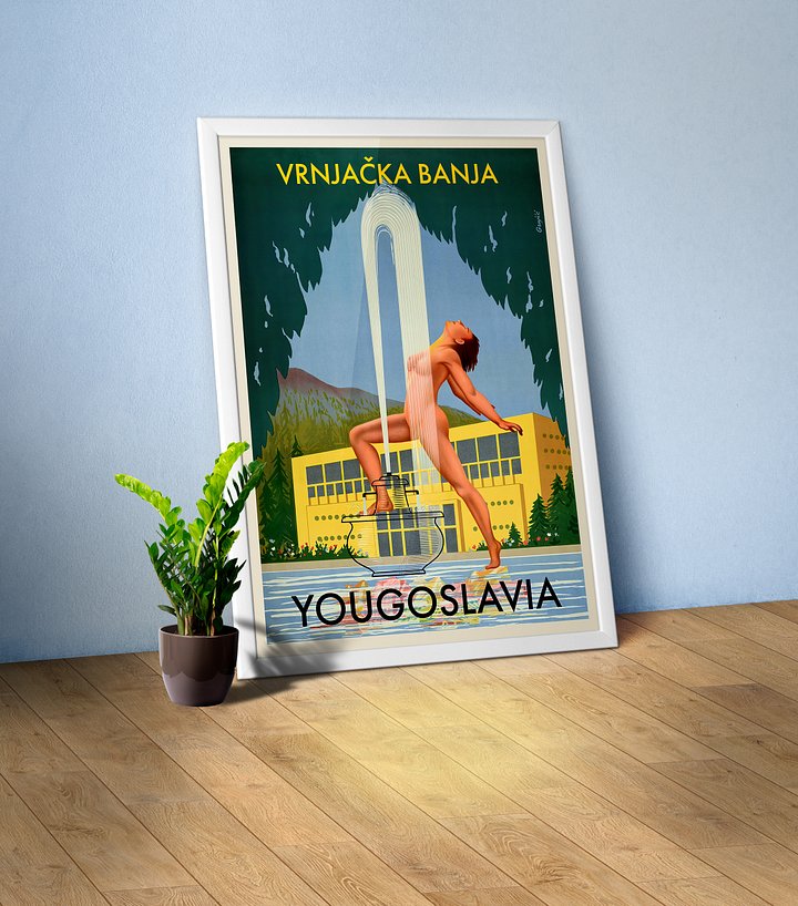 Yugoslavia, Vrnjačka Banja, 1950s — retro vintage travel poster, retro travel art, retro travel wall art, art deco poster, art deco product image (1)