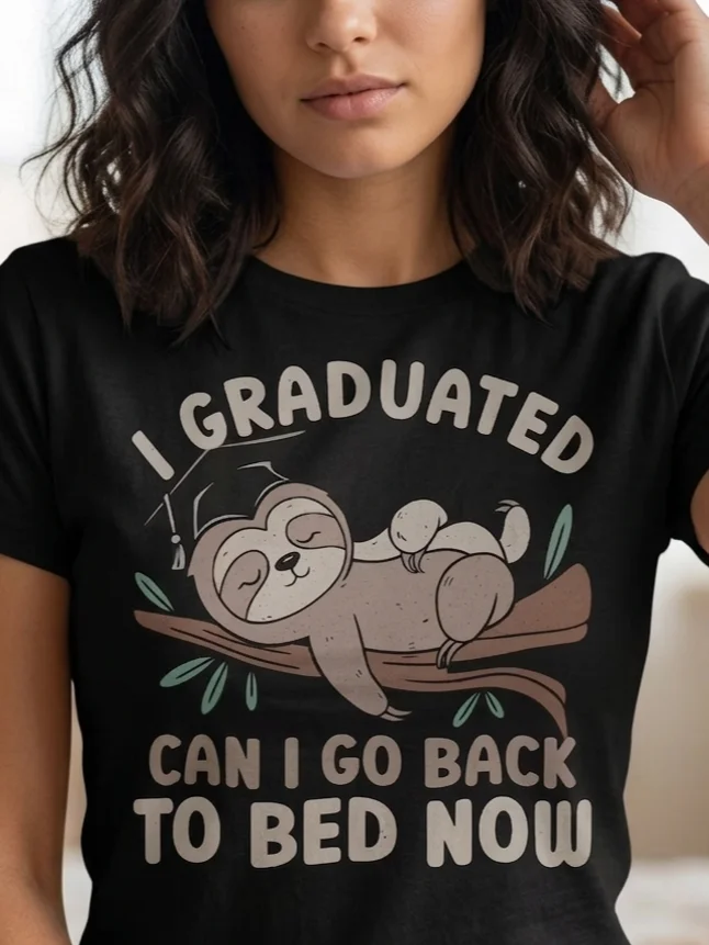 I Graduated Can I Go Back To Bed Now - Funny Sloth Graduation T-Shirt product image (1)