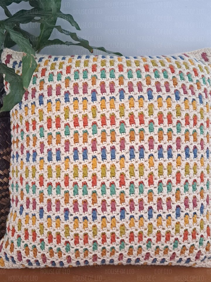 Rainbow Speckle Throw Pillow, Mosaic Crochet Pattern product image (2)