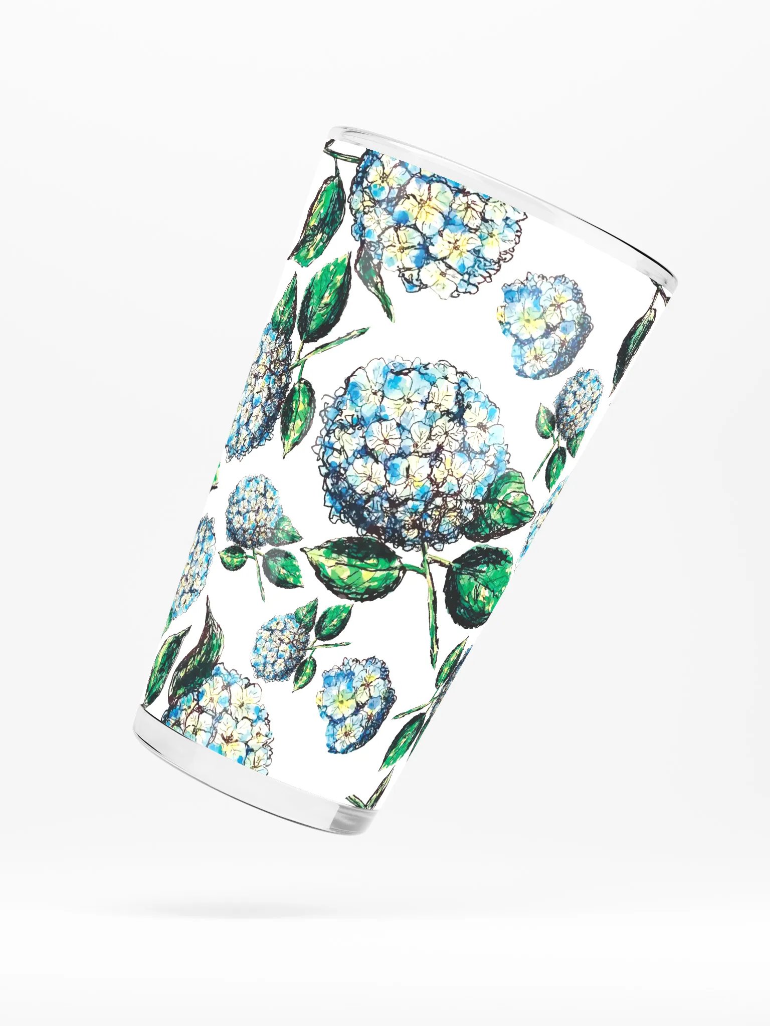 Blue Hydrangea Blooms | Coastal Garden Elegance | Shaker Pint Glass by Monique Faella Designs™ Sip in Blooming Blue 💙🌿🍹 product image (5)