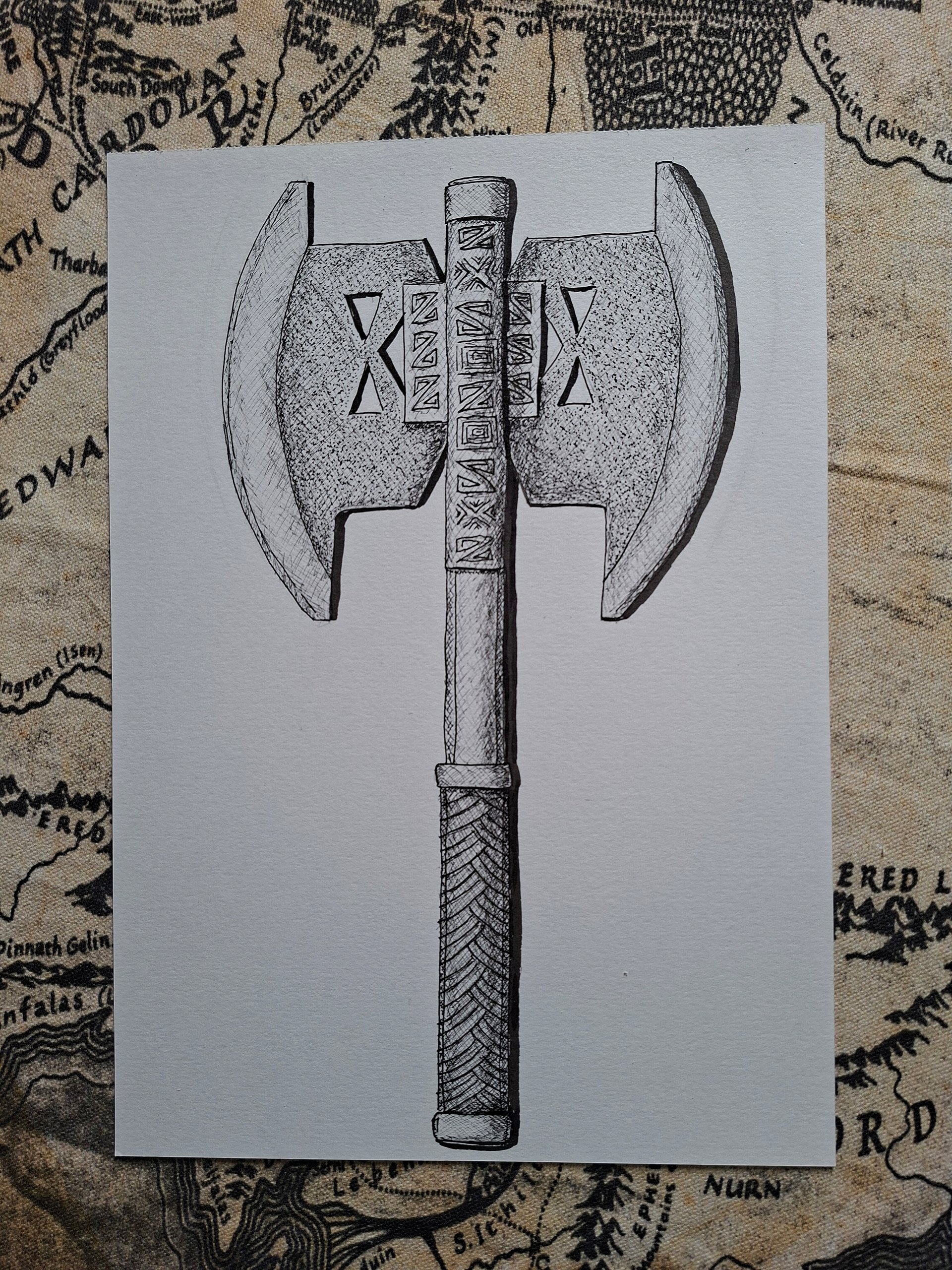 Dwarven Axe Linework Sketch product image (1)
