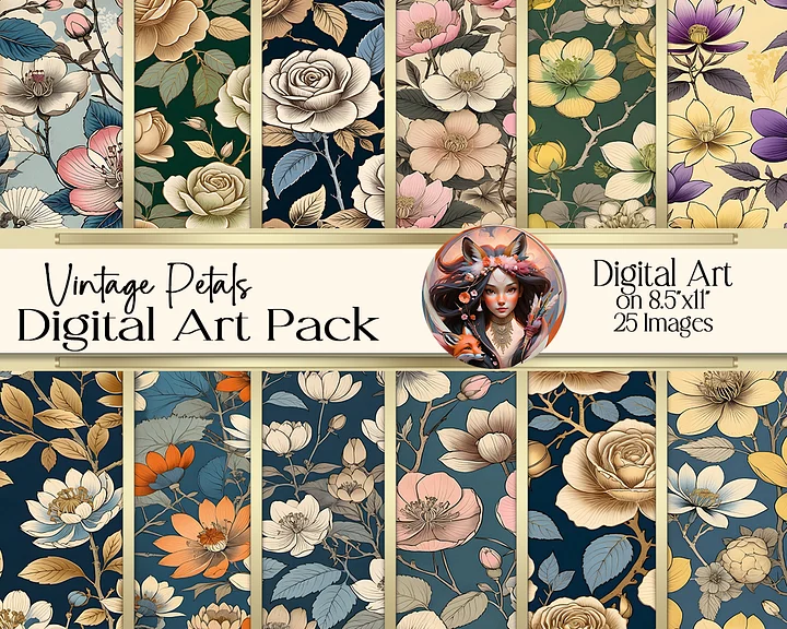 Vintage Petals Digital Art product image (1)