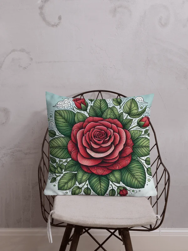 Elegant Rose Garden Premium Pillow | AI Design flower product image (1)