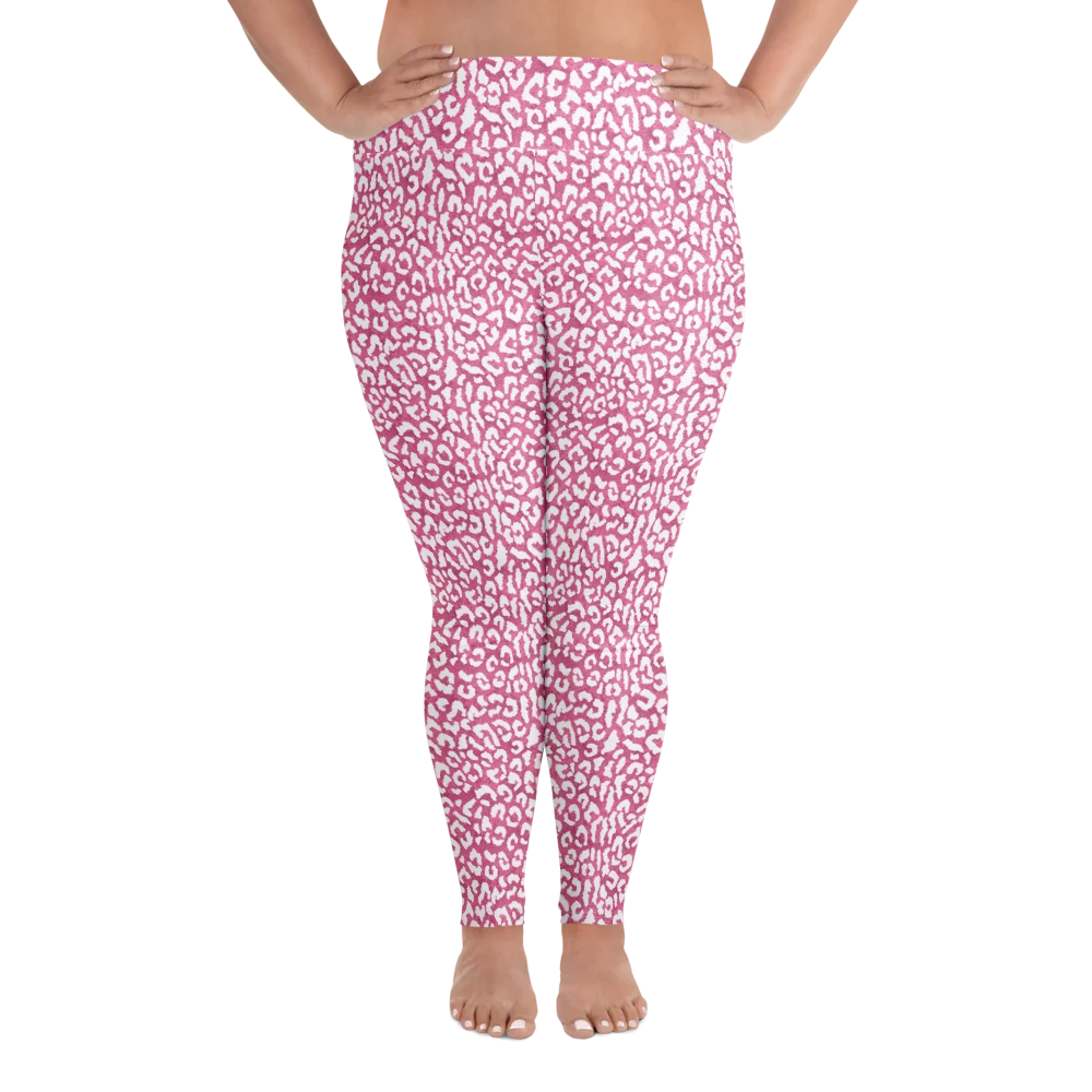Bold Pink Leopard Skin Print Plus Size Leggings product image (1)