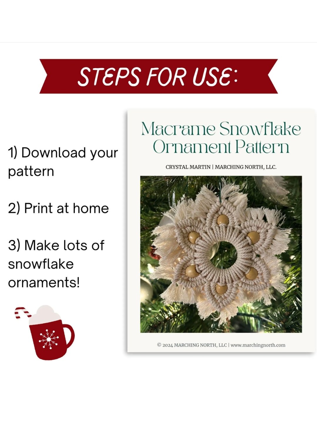 Macrame Snowflake Ornament Pattern (Digital PDF Pattern) product image (4)