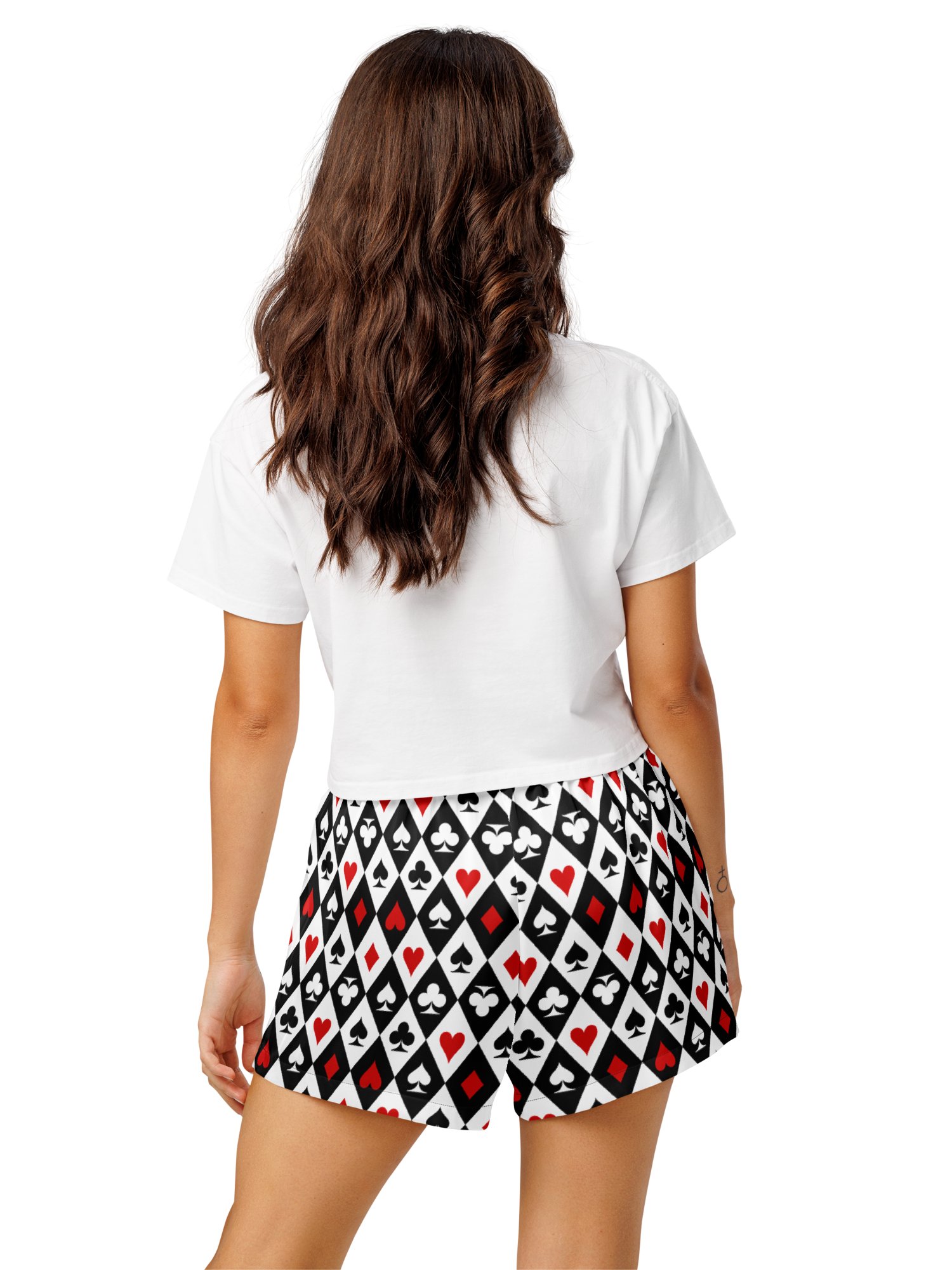 Retro Playing Card Suits Argyle All-Over Print Pajama Shorts product image (7)