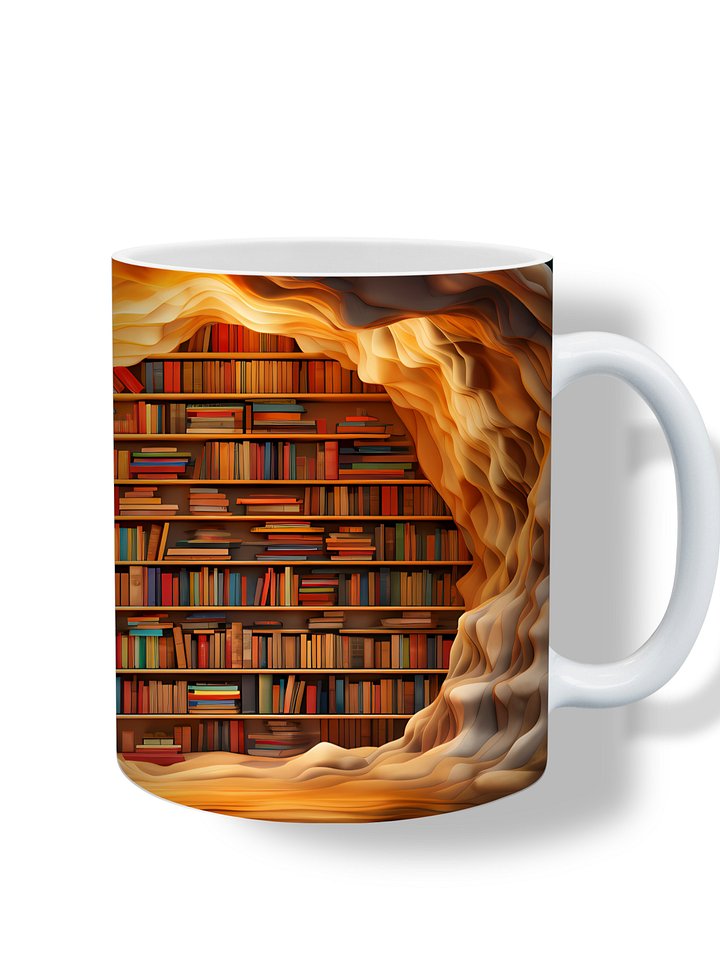 Cozy Bookshelf 11oz Coffee Mug – Literary-Themed Ceramic Cup for Book Lovers – Perfect for Reading Nooks, Libraries, and Daily Coffee product image (1)