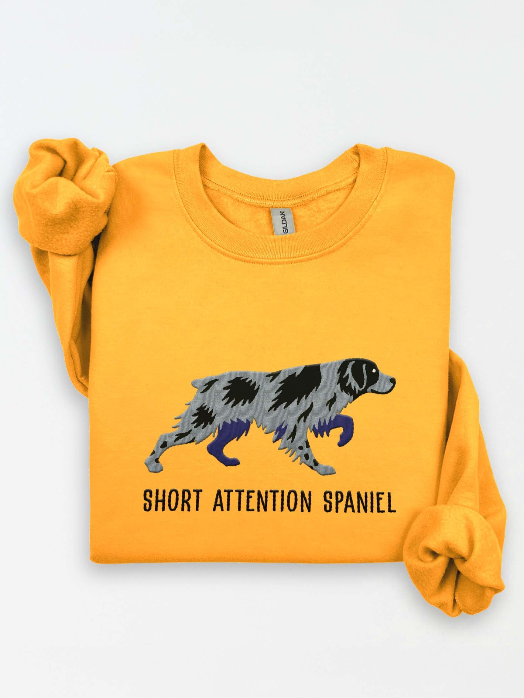Short Attention Spaniel Sweatshirt (Embroidered) of a Brittany Spaniel(Roan) product image (1)