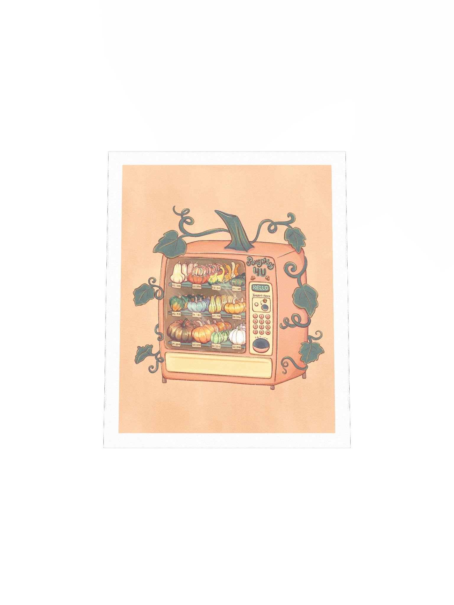 Pumpkin Vending Machine - Print with Orange Background product image (7)