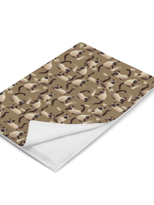 Bad Siamese Cats Knocking Stuff Over Throw Blanket, Brown product image (17)