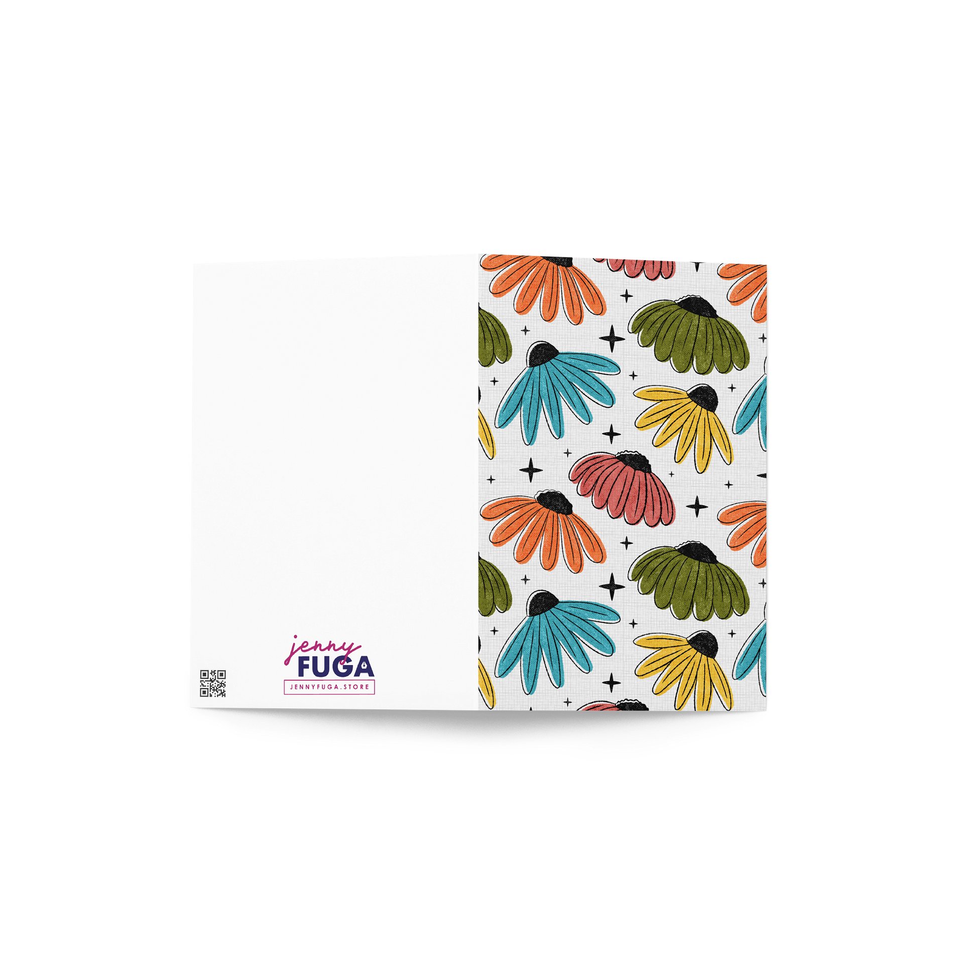 Retro Halftone Coneflowers Greeting Card product image (2)