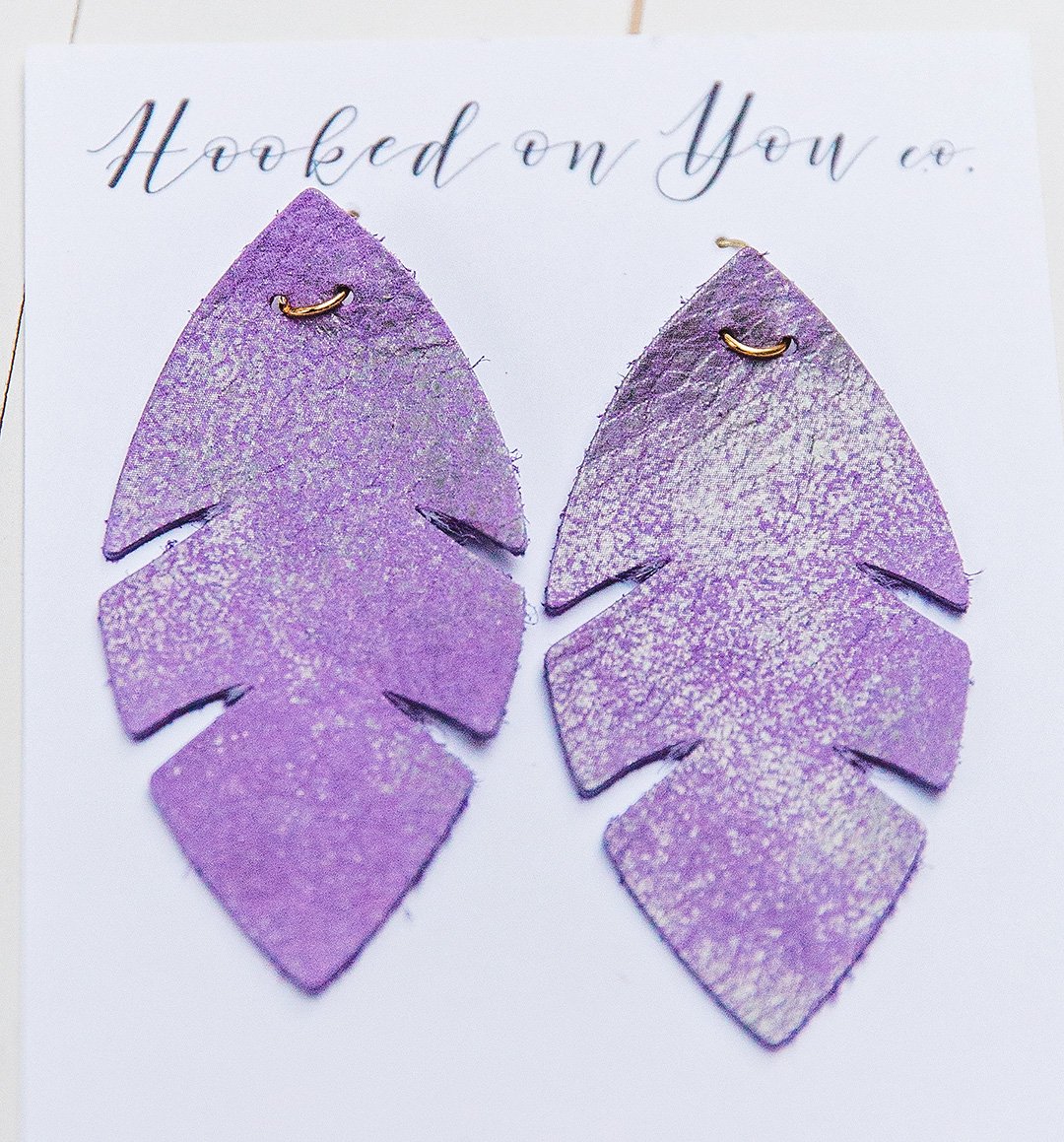 Purple Palm Leather Earrings product image (2)