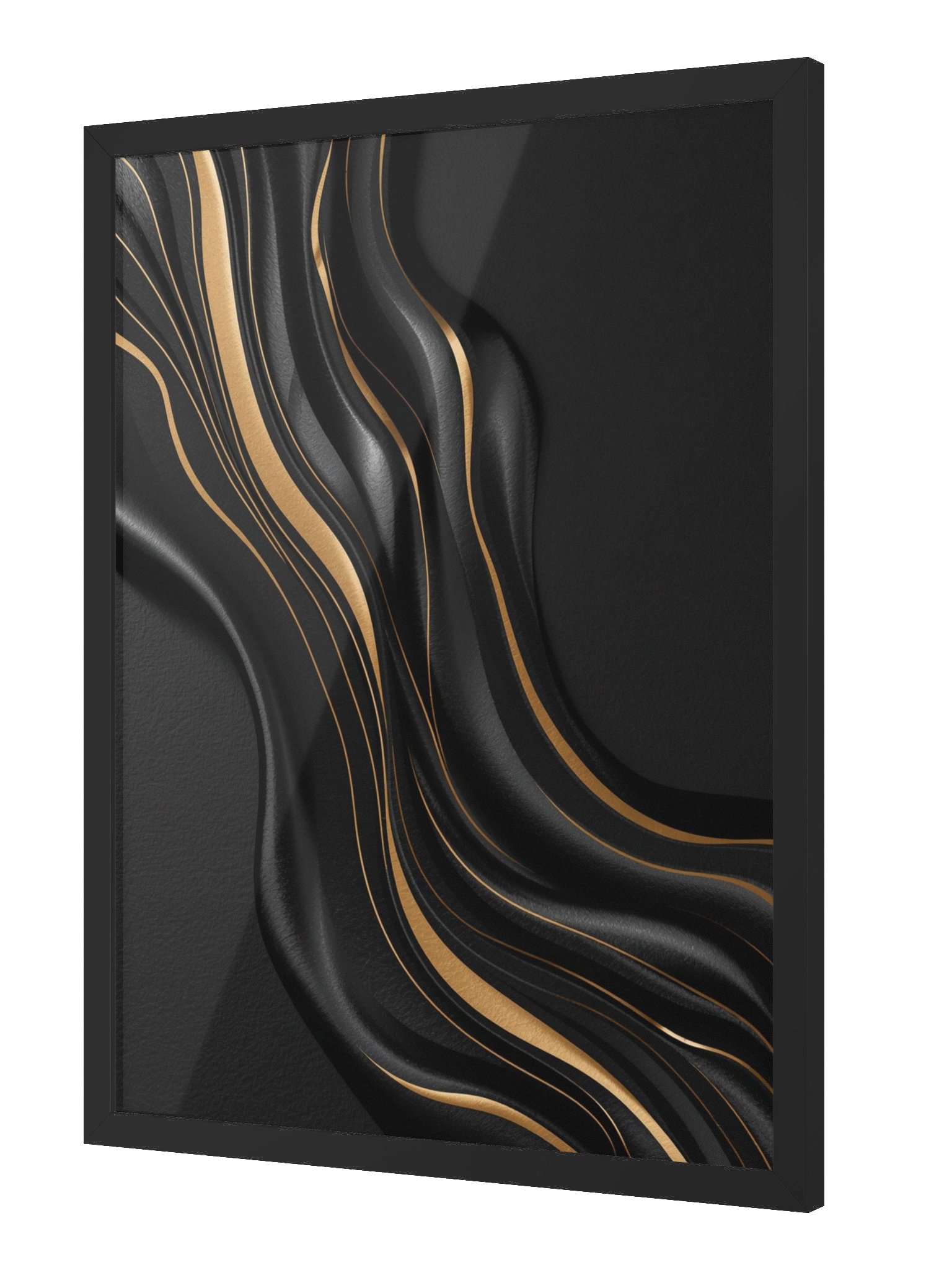 Midnight Gold Flow – Luxury Abstract Wall Art Print - 46×61 cm product image (2)
