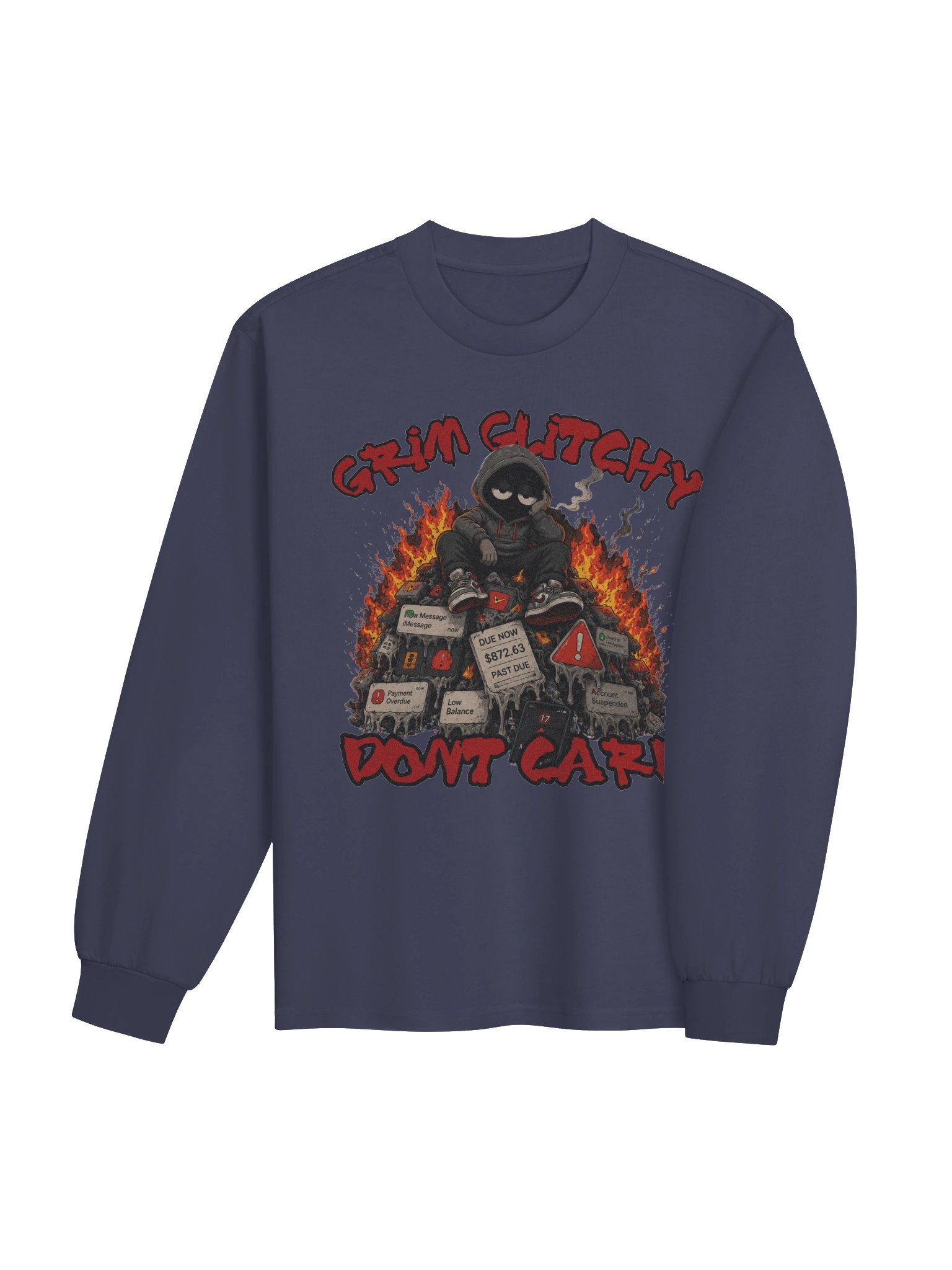 Grim Glitchy Dont Care Long Sleeve product image (4)