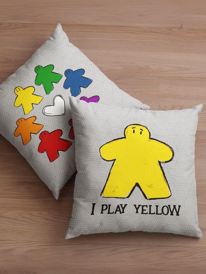 I Play Yellow Meeple Rainbow Pillow product image (1)