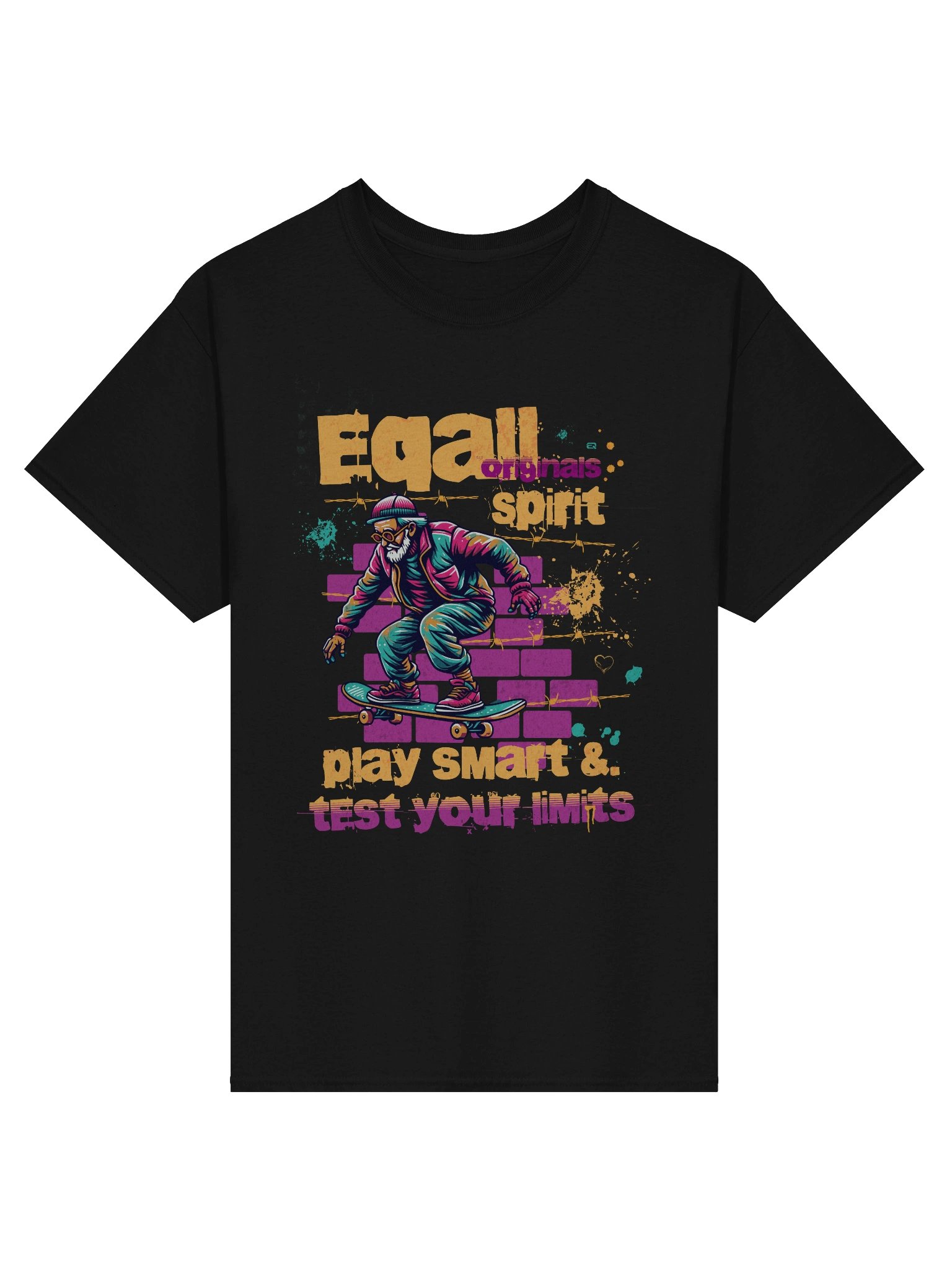 Urban Skater Vibes Heavyweight 100% Cotton T-shirt by EQALL® Originals_Pink_Orange_Turquoise product image (3)