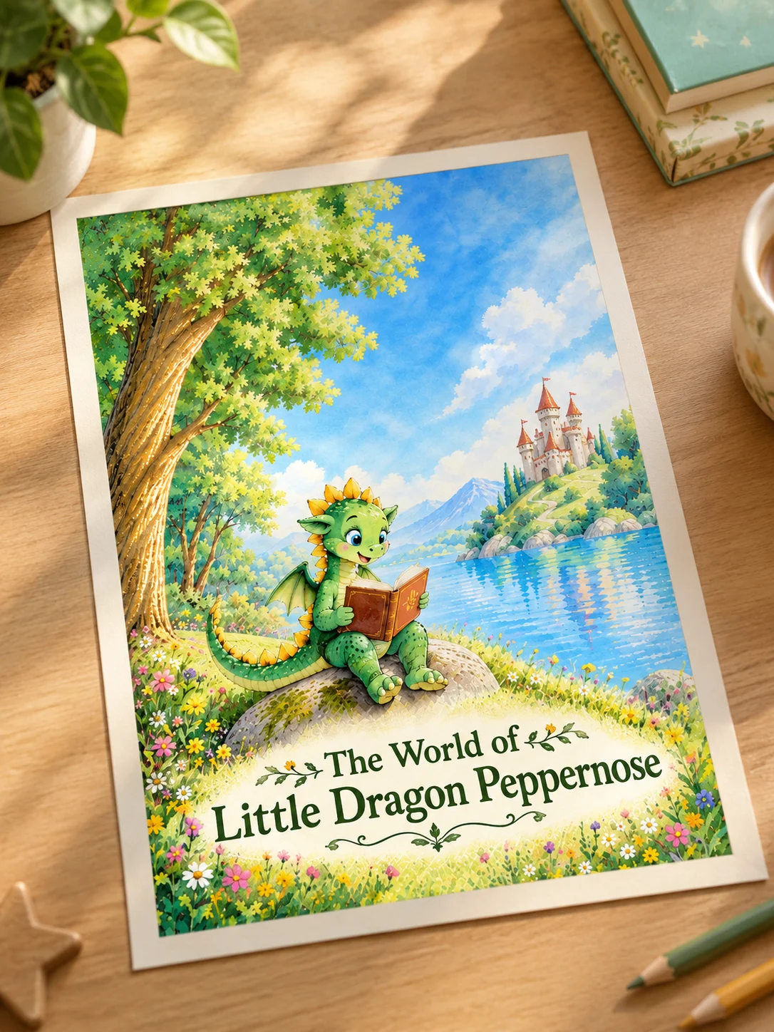 The World of Little Dragon Peppernose — Reading by the Lake Art Print product image (4)