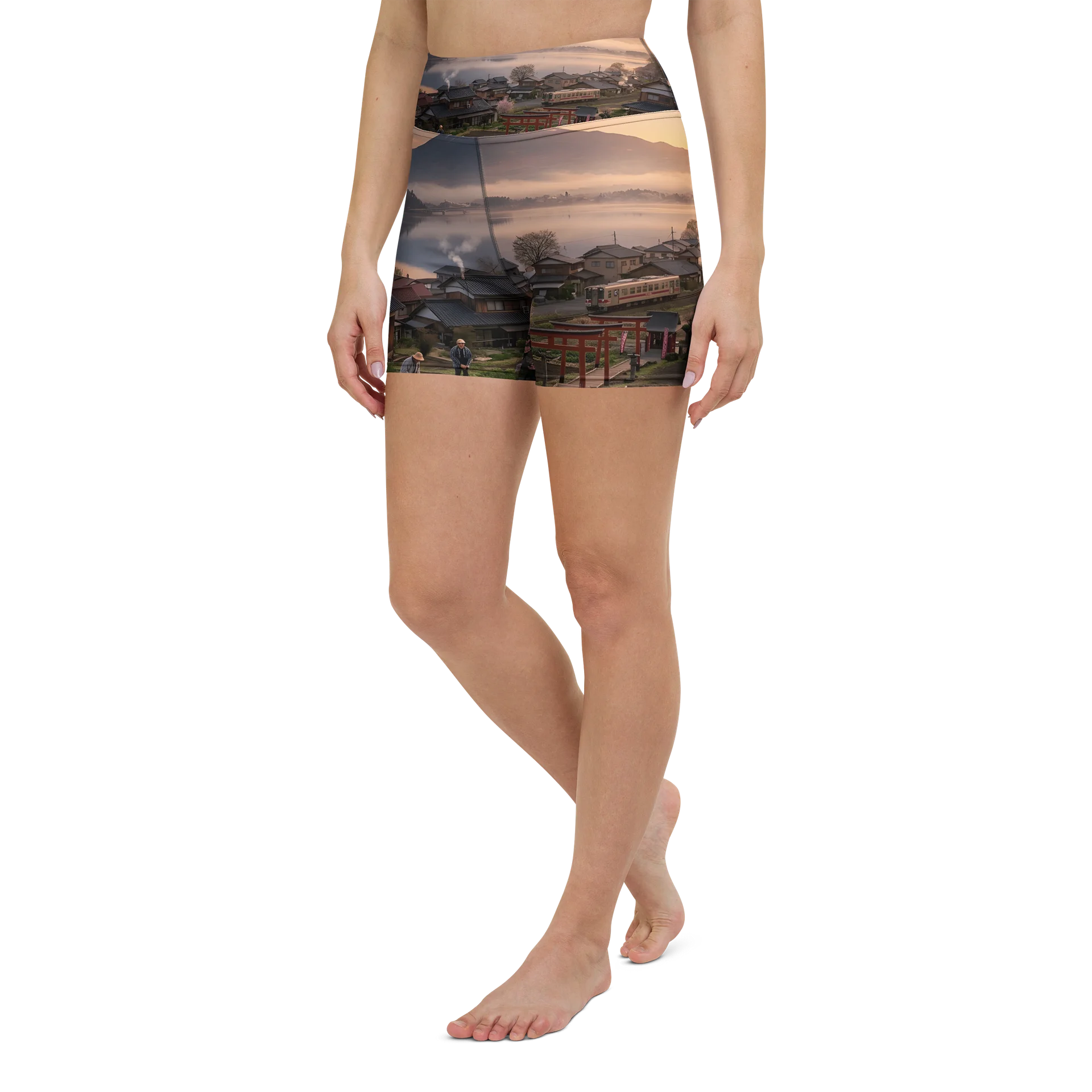 Mount Fuji High Waisted Yoga Shorts | Printed Activewear product image (7)